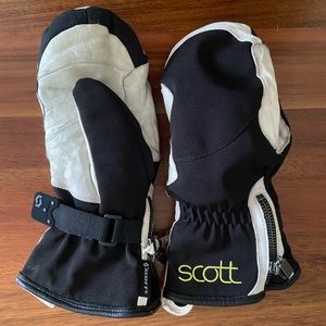 SCOTT women ski/snowboard mittens warm fleece leather zipper closure small